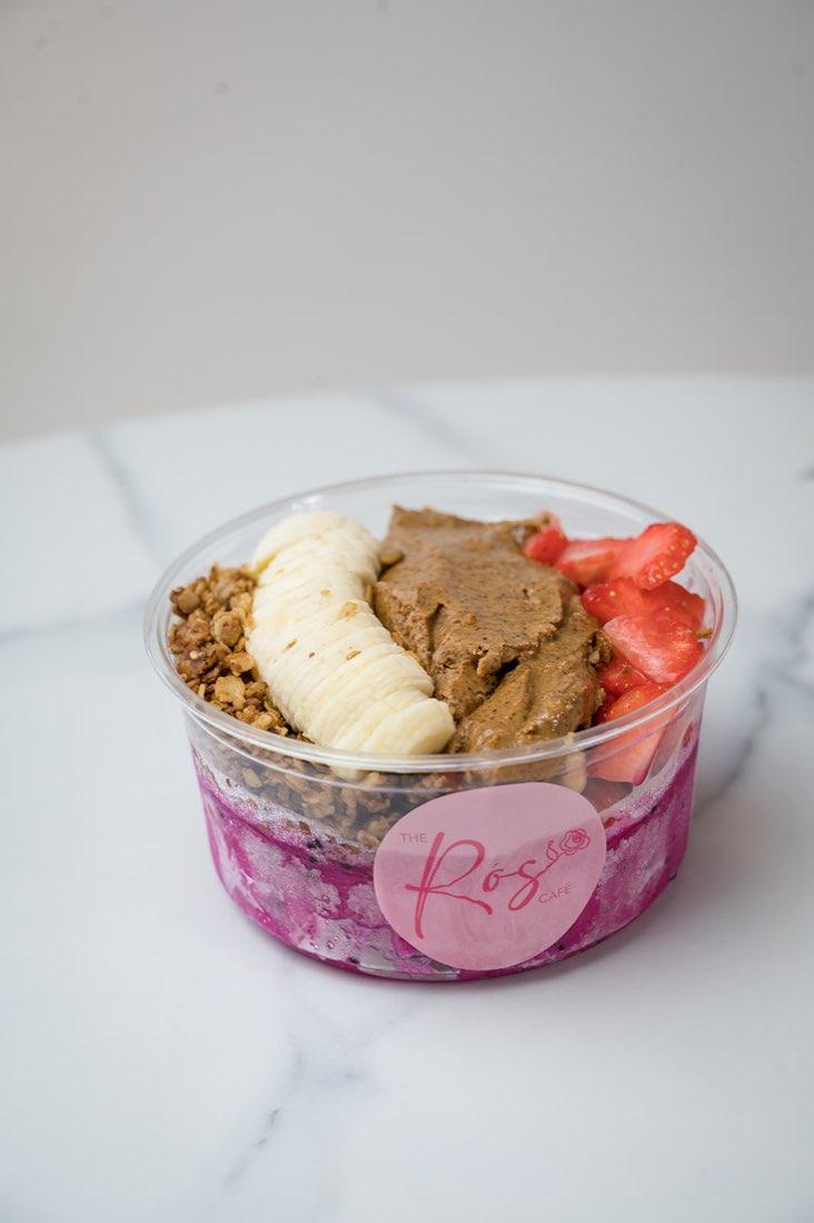 Dragonfruit açaí bowl with granola, banana and almond butter at The Rós Café, Co. Clare