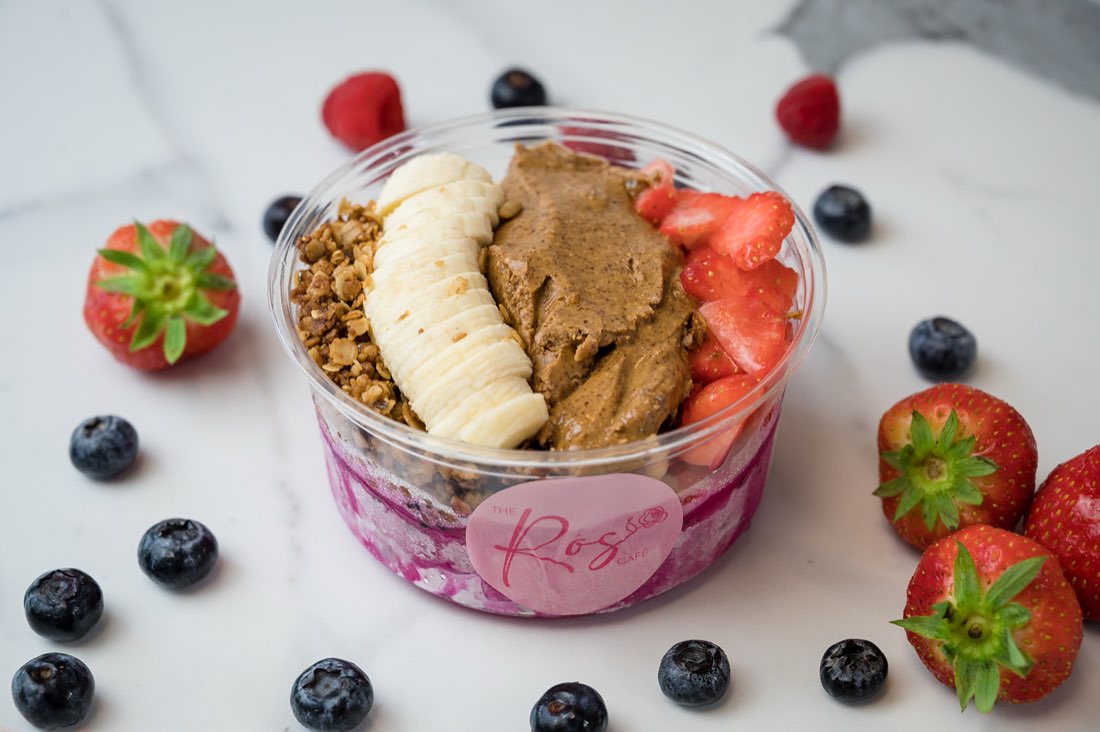 Açaí bowl with banana, almond butter and fresh berries at The Rós Café, Newmarket on Fergus
