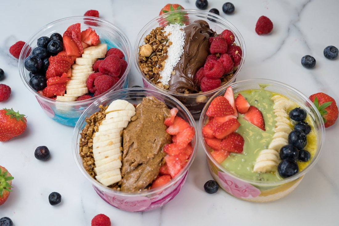 Selection of fresh smoothie and açaí bowls at The Rós Café, Newmarket on Fergus