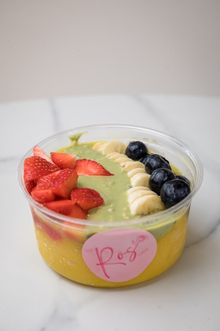 Smoothie bowl with strawberries, banana and blueberries at The Rós Café, Newmarket on Fergus