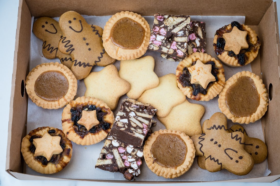 Festive treat box with mince pies, gingerbread and traybakes by The Rós Café, Co. Clare