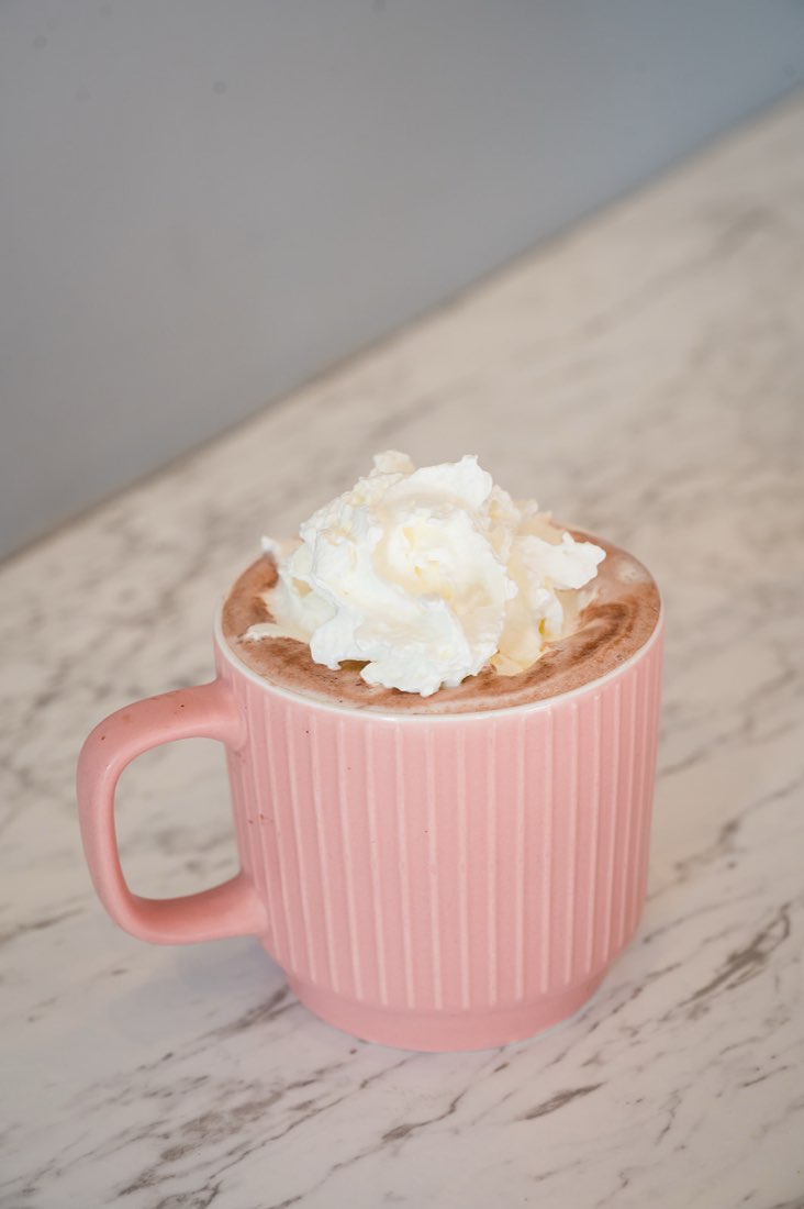 Hot chocolate with fresh cream at The Rós Café, Newmarket on Fergus