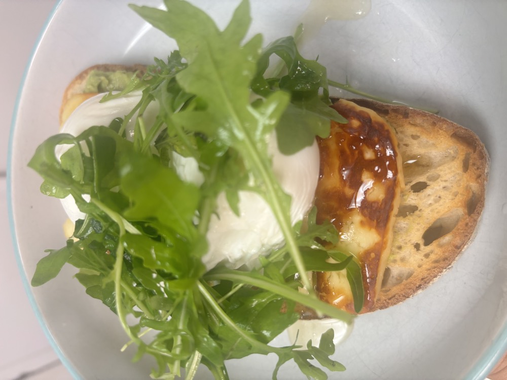 Halloumi and poached egg on toasted sourdough at The Rós Café, Co. Clare