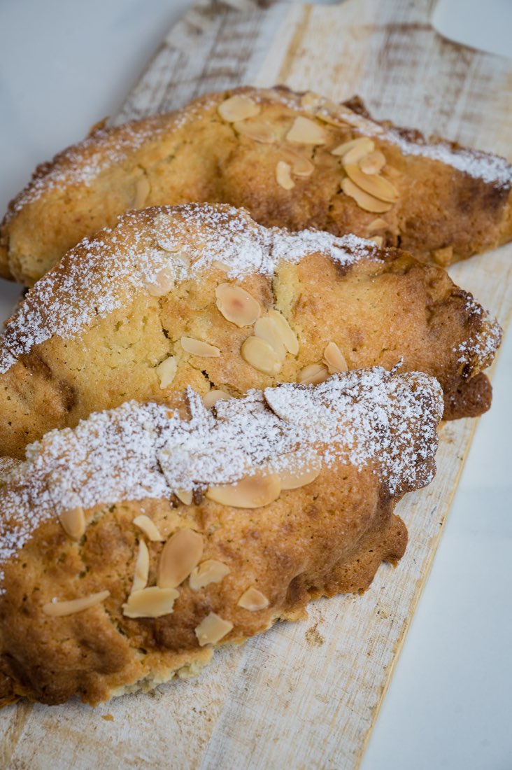Almond slices dusted with icing sugar at The Rós Café, Co. Clare