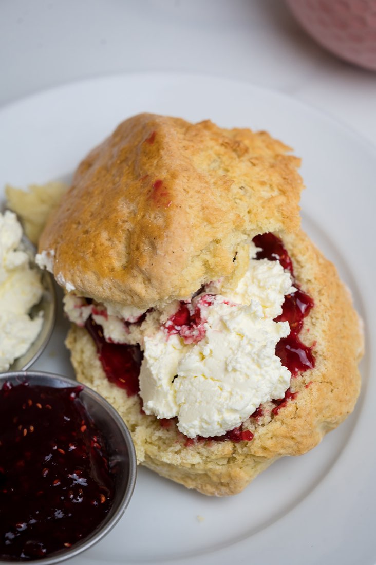Scone with raspberry jam and cream at The Rós Café, Co. Clare