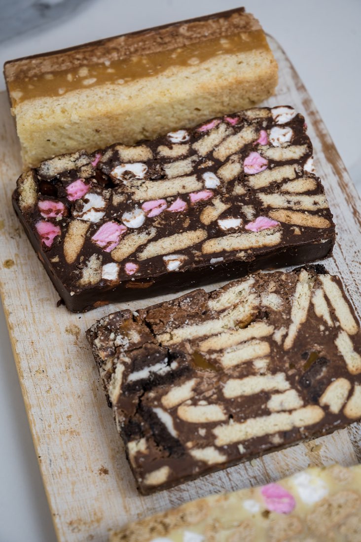 Chocolate biscuit cake and caramel slices at The Rós Café, Co. Clare